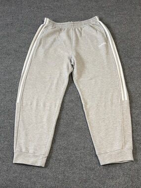 Adidas Jogger Sweatpants Mens Large Gray Fleece 3 Stripe Athletic Pants